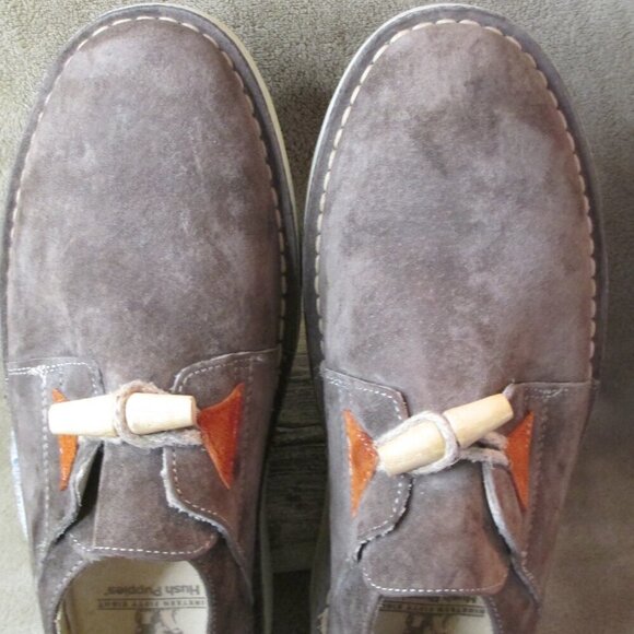 Hush Puppies Suede Mens Shoes Brown US Size 9 Natural Button Up MINT Condition - Picture 2 of 16